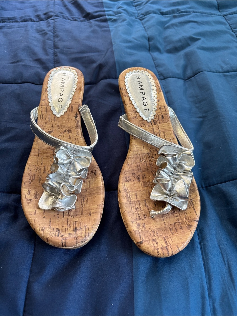 Silver ruffled sandals